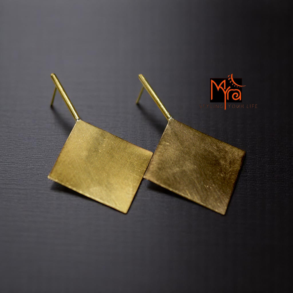The Rhombus Brass Ear Studs