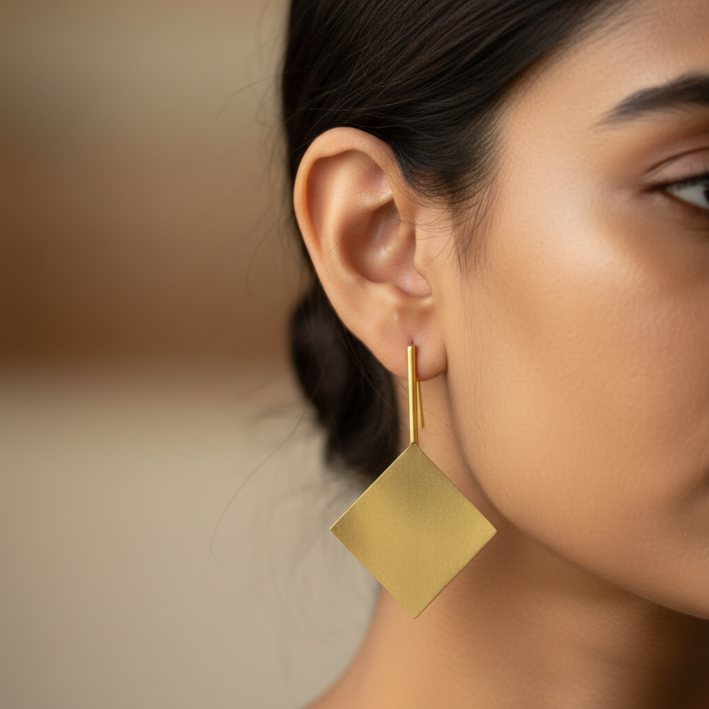 The Rhombus Brass Ear Studs