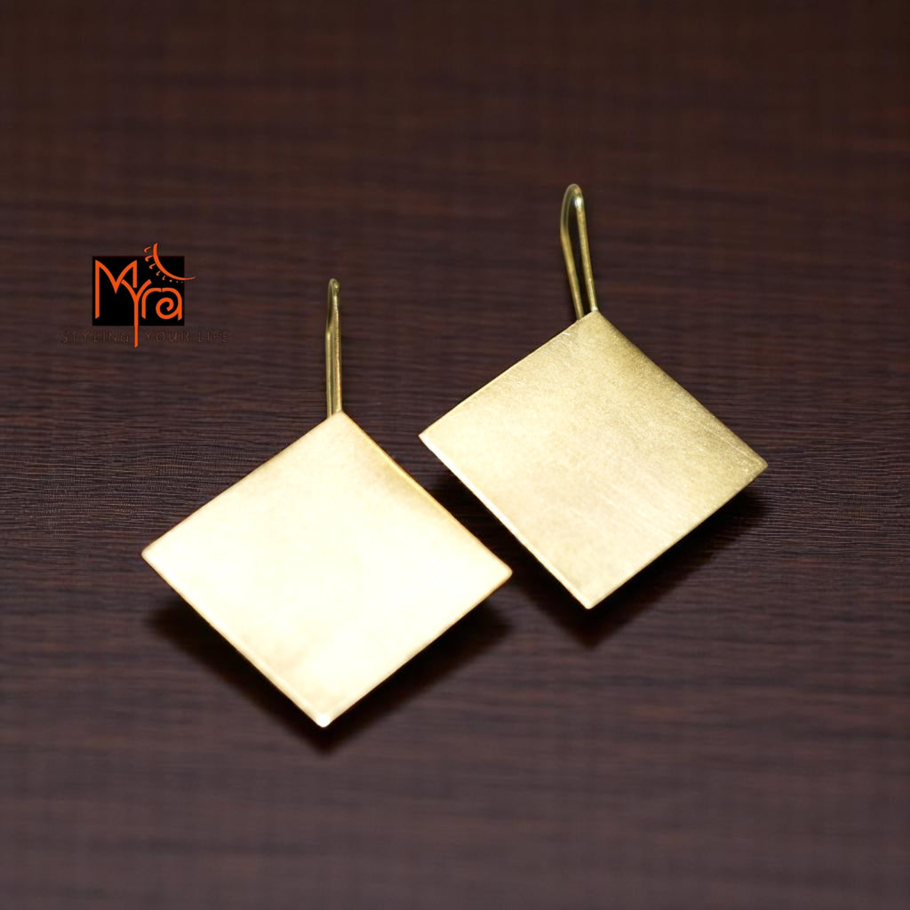The Rhombus Brass Hanging Earrings