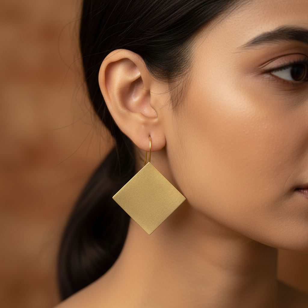 The Rhombus Brass Hanging Earrings