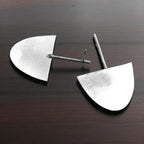 The Semi Circle Brass Ear Studs (Silver Polished)