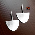 The Semi Circle Brass Ear Studs (Silver Polished)