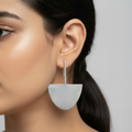 The Semi Circle Brass Ear Studs (Silver Polished)