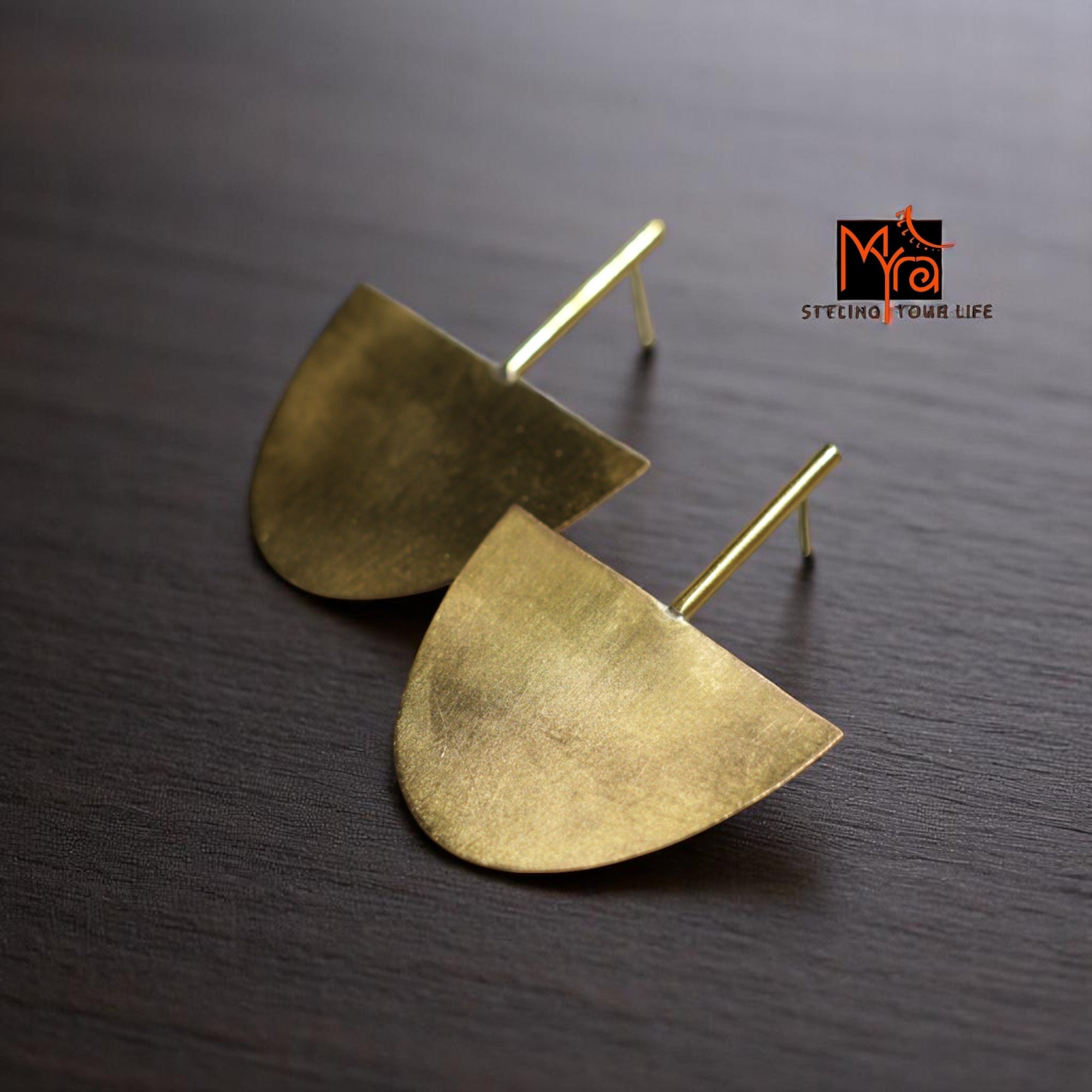 The Semi Circle Brass Ear Studs