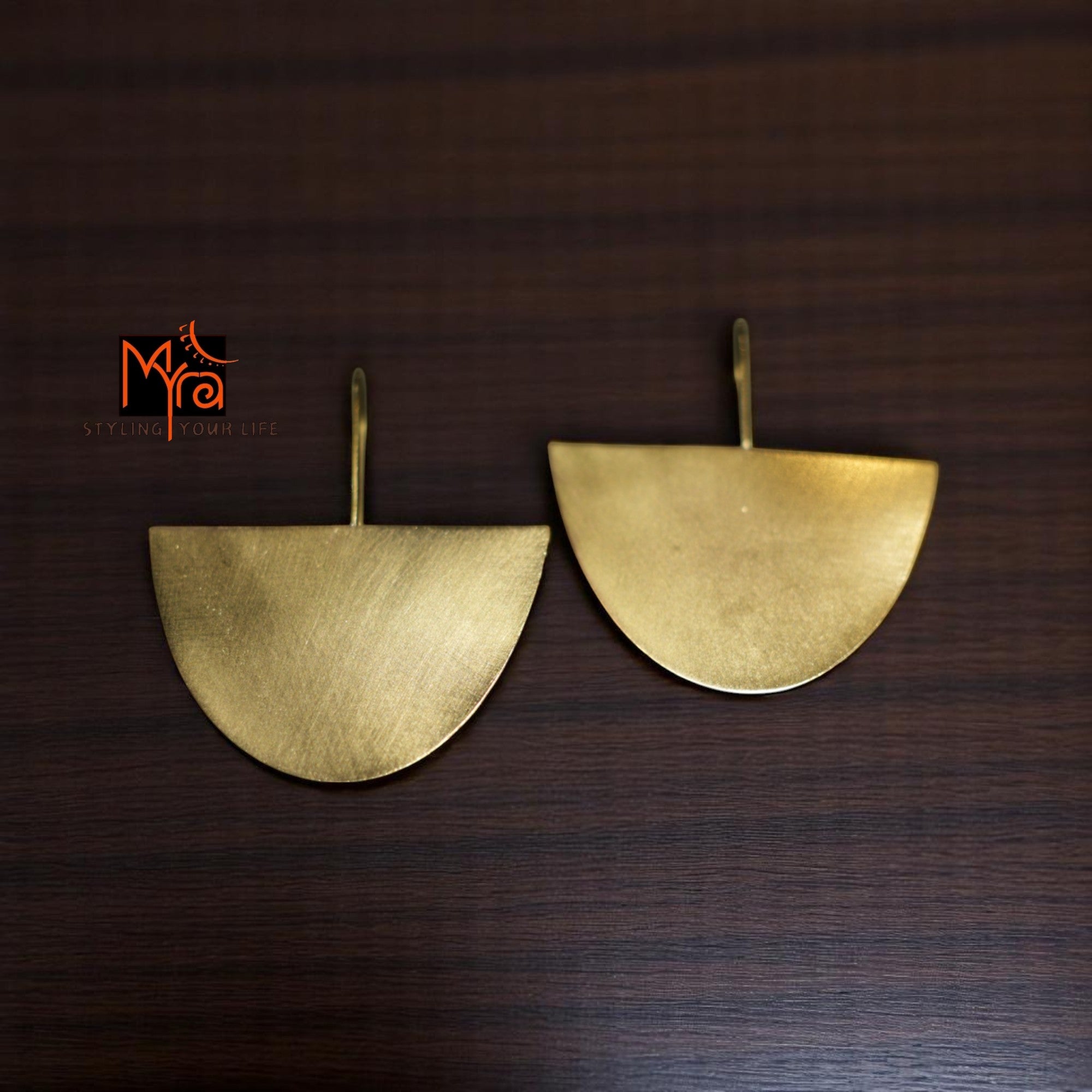 The Semi Circle Brass Hanging Earrings