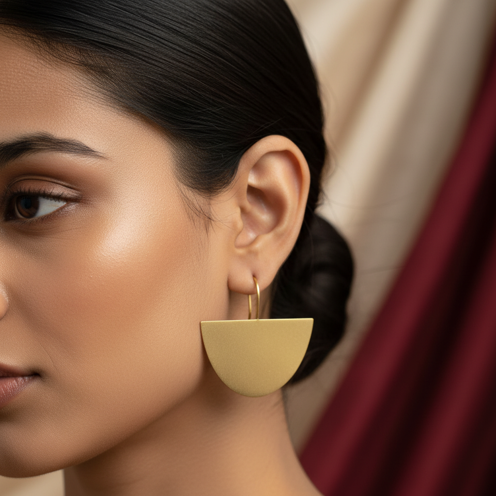 The Semi Circle Brass Hanging Earrings
