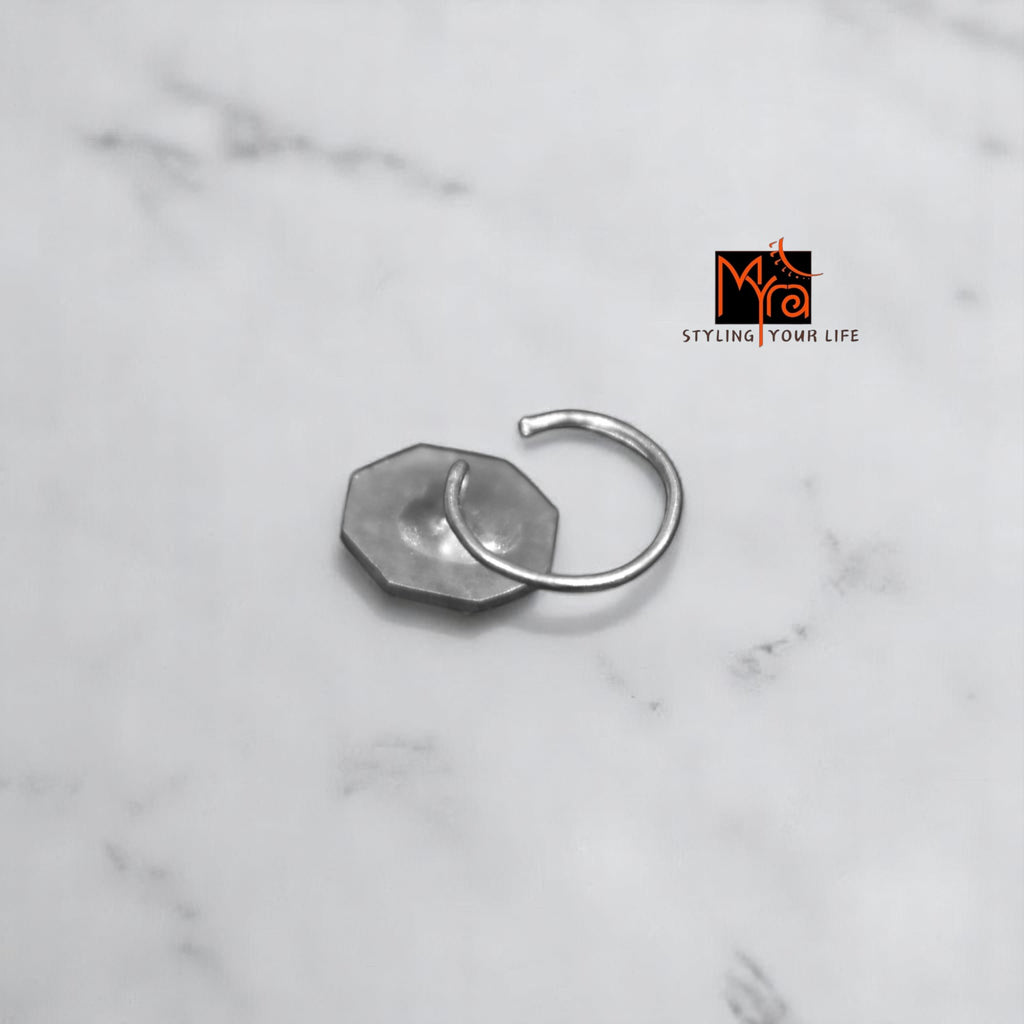 Buy hand-painted hexagon silver nosepin online India MYRA