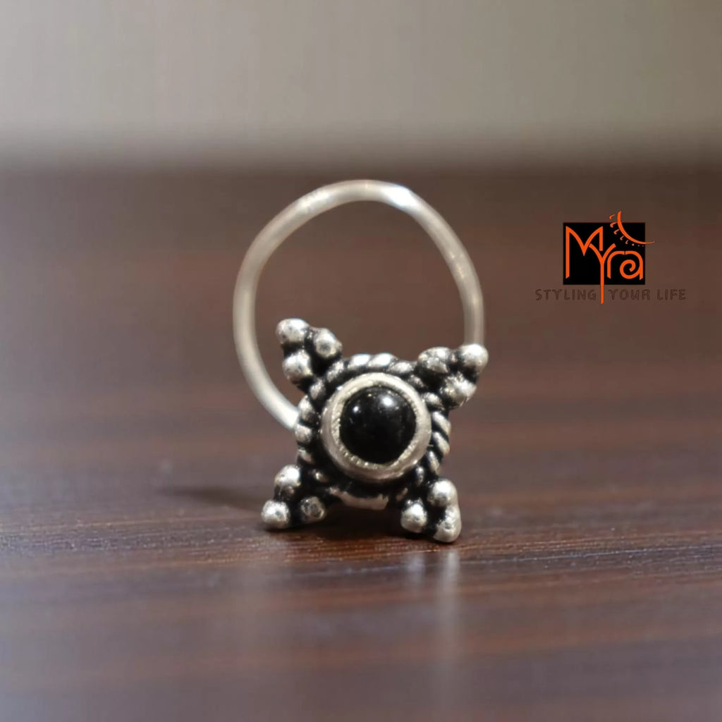 Urja Black Onyx Silver Nosepin
