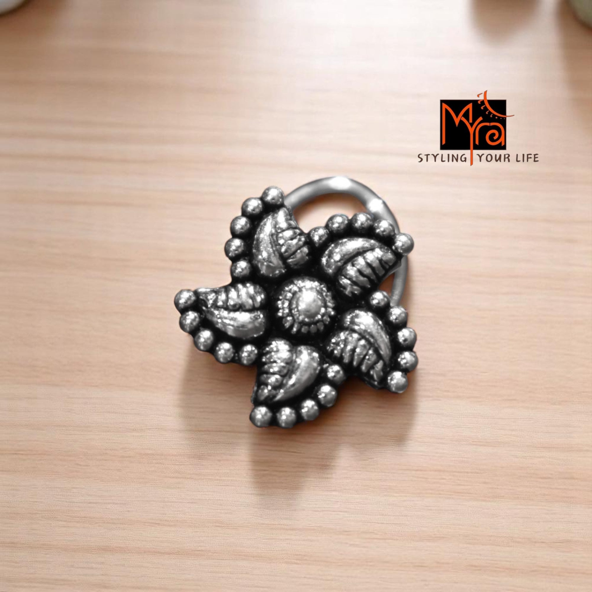 Buy pure silver oxidised nosepin online India MYRA