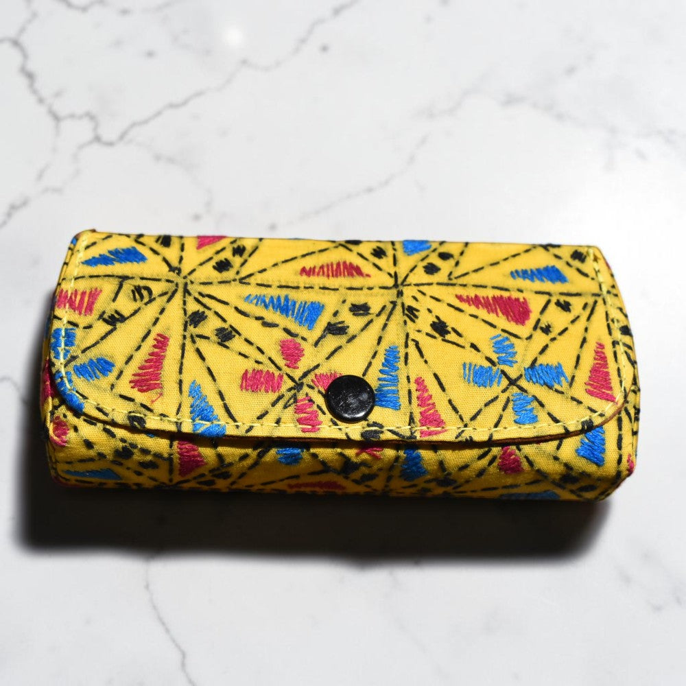 Yellow Kantha Spectacle Case - Handcrafted Bengali Eyewear Holder