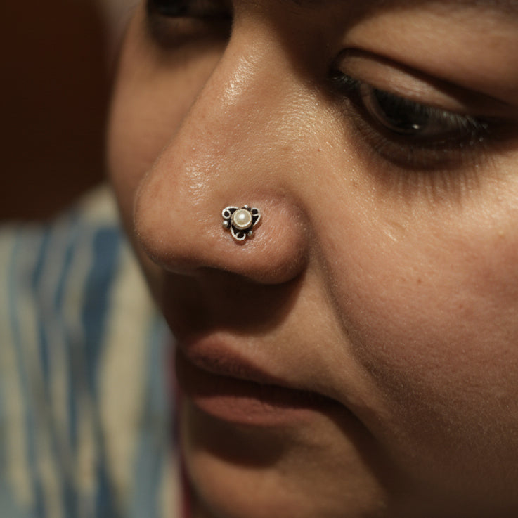 Charita Pearl Silver Nosepin - 925 Sterling Silver