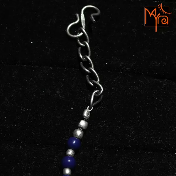 Turtle Charm Indigo Beaded Anklet