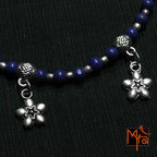 Flower Charm Indigo Beaded Anklet