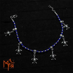 Turtle Charm Indigo Beaded Anklet