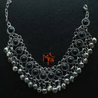 Black Stone Anklet with Ghungroos