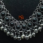 Black Stone Anklet with Ghungroos