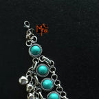 Turquoise Stone Anklet with Ghungroos
