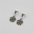 Pure Silver Marcasite Flower Earrings