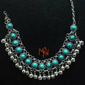 Turquoise Stone Anklet with Ghungroos