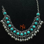Turquoise Stone Anklet with Ghungroos