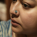 Indivar Turquoise Silver Nosepin  - 925 Sterling Silver