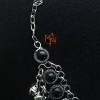 Black Stone Anklet with Ghungroos