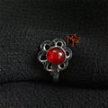 Flower Shape Maroon Stone Clip on Nosepin
