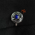 Round Abstract Blue Stone Clip-On Nosepin handcrafted jewellery MYRA
