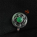 Round Abstract Green Stone Clip on Nosepin