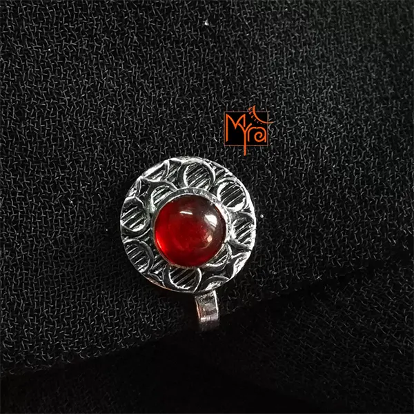 Round Maroon Stone Clip on Nosepin