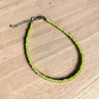 Plain Glass Beaded Anklet : Lime Green