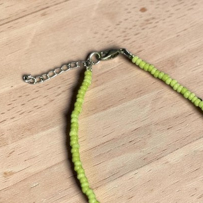 Plain Glass Beaded Anklet : Lime Green