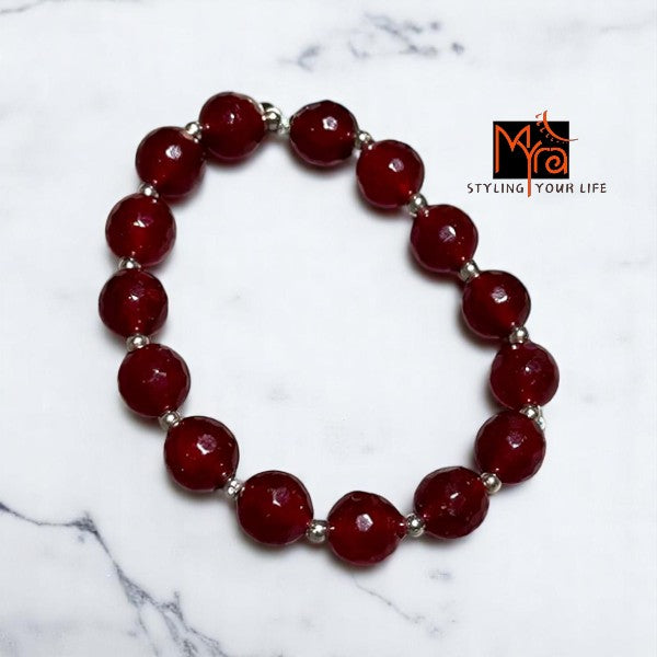Onyx Stone Bracelet - Wine Red